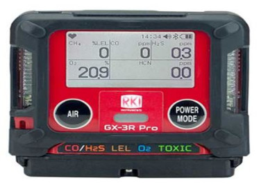 RKI GX-3R PRO 4-Gas Personal Gas Detector, LEL, O2, CO, H2S, Bluetooth, 120 VAC Charger