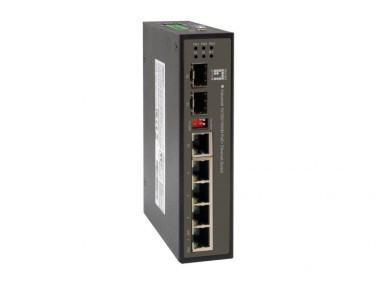 IES-0610 6-Port Gigabit PoE Industrial Switch, 802.3at/af PoE, 4 PoE Outputs, 1 x SFP, 1 x SFP/RJ45 Combo, -40°C to 75°C, DIN-Rail, 126W