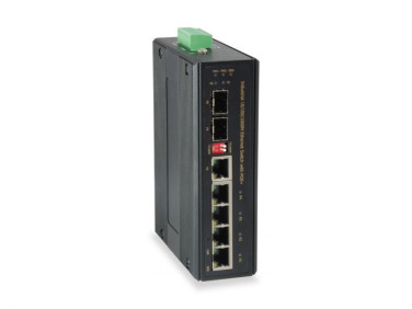 IES-0620 6-Port Gigabit PoE Industrial Switch, 802.3at/af PoE, 4 PoE Outputs, 1 x SFP, 1 x SFP/RJ45 Combo, DIN-Rail, -40°C to 75°C, 126W, voltage booster