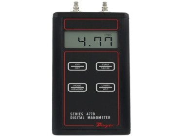 Series-477B Digital Manometers, 0-20 inH2O to 100 psi, ± 0.10% accuracy, backlight.